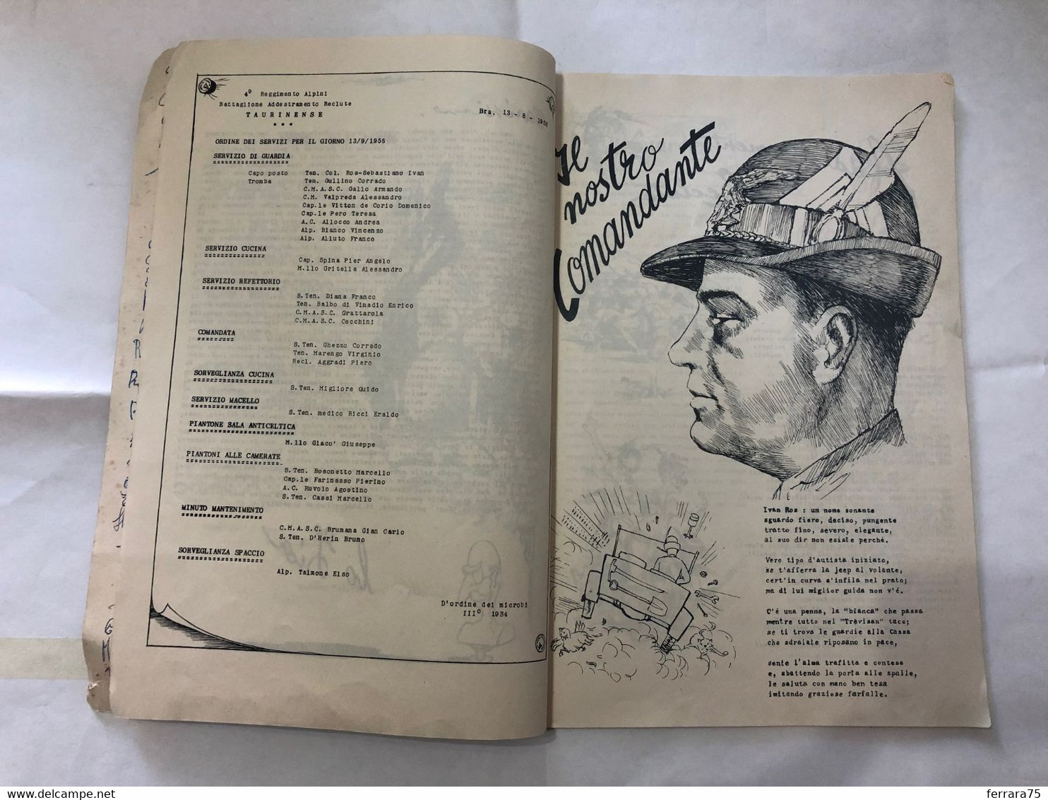 RIVISTA ALPINI NUMERO UNICO BATT.TAURINENSE IV°REGG.CON AUTOGRAFI CAP.MAZZI 1934 - Weltkrieg 1939-45