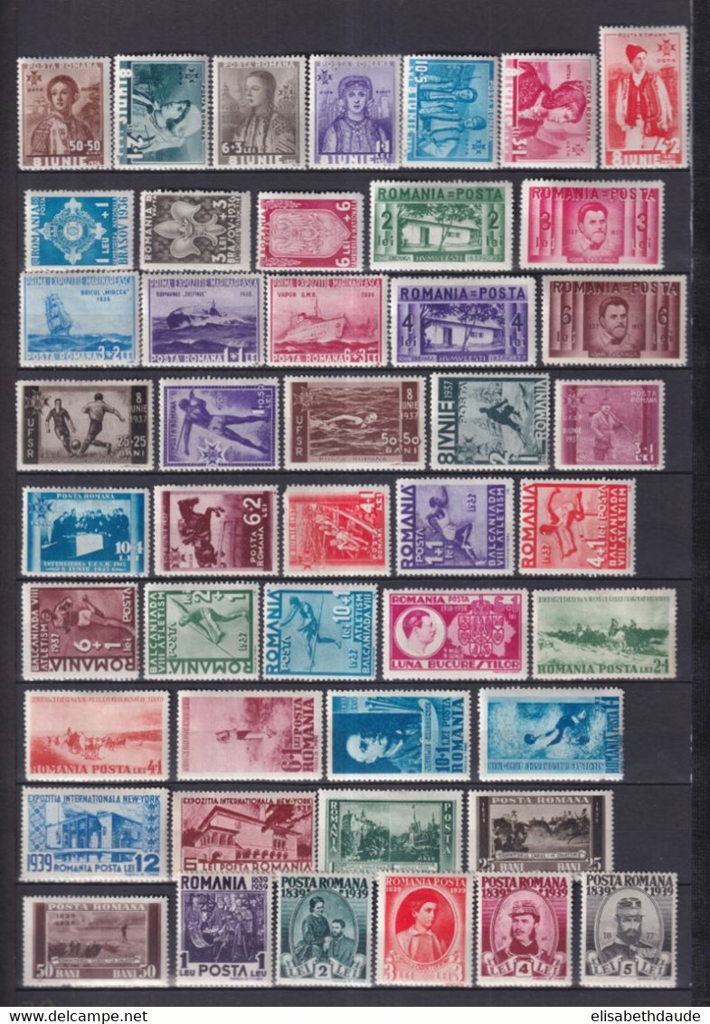 ROUMANIE - 1936/1940 - 2 PAGES ! COLLECTION UNIQUEMENT SERIES COMPLETES ! * MH - COTE YVERT = 188.5 EUR. - Neufs