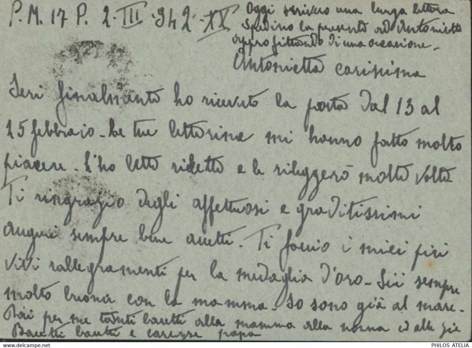 Guerre 40 Italie Occupation Grèce CP Per Le Forze Armate YT 229 X2 (surtaxe Aérienne) CAD Posta Militare 23 Texte PM 17 - Otros & Sin Clasificación