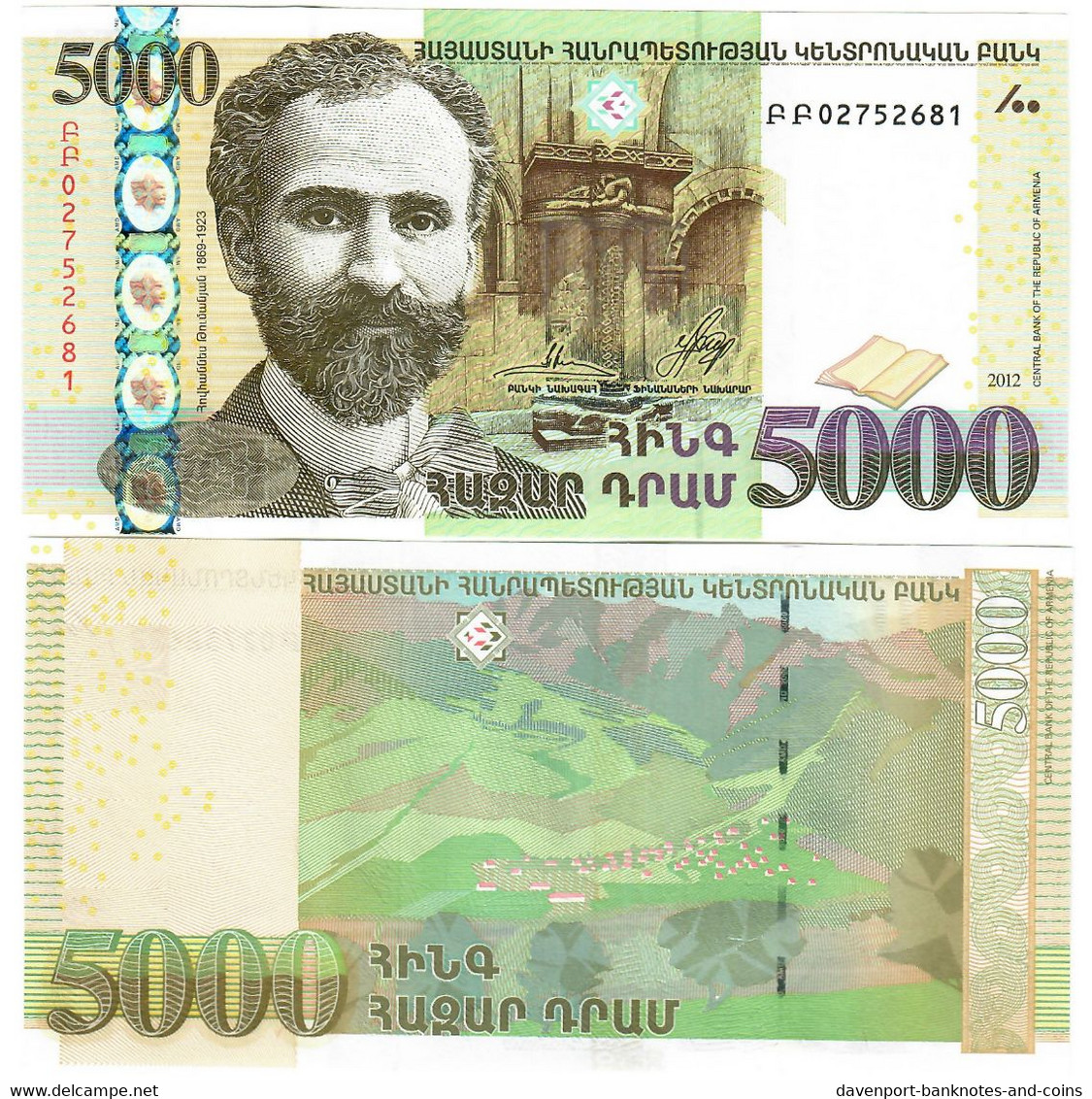 Armenia 5000 Dram 2012 UNC - Armenien