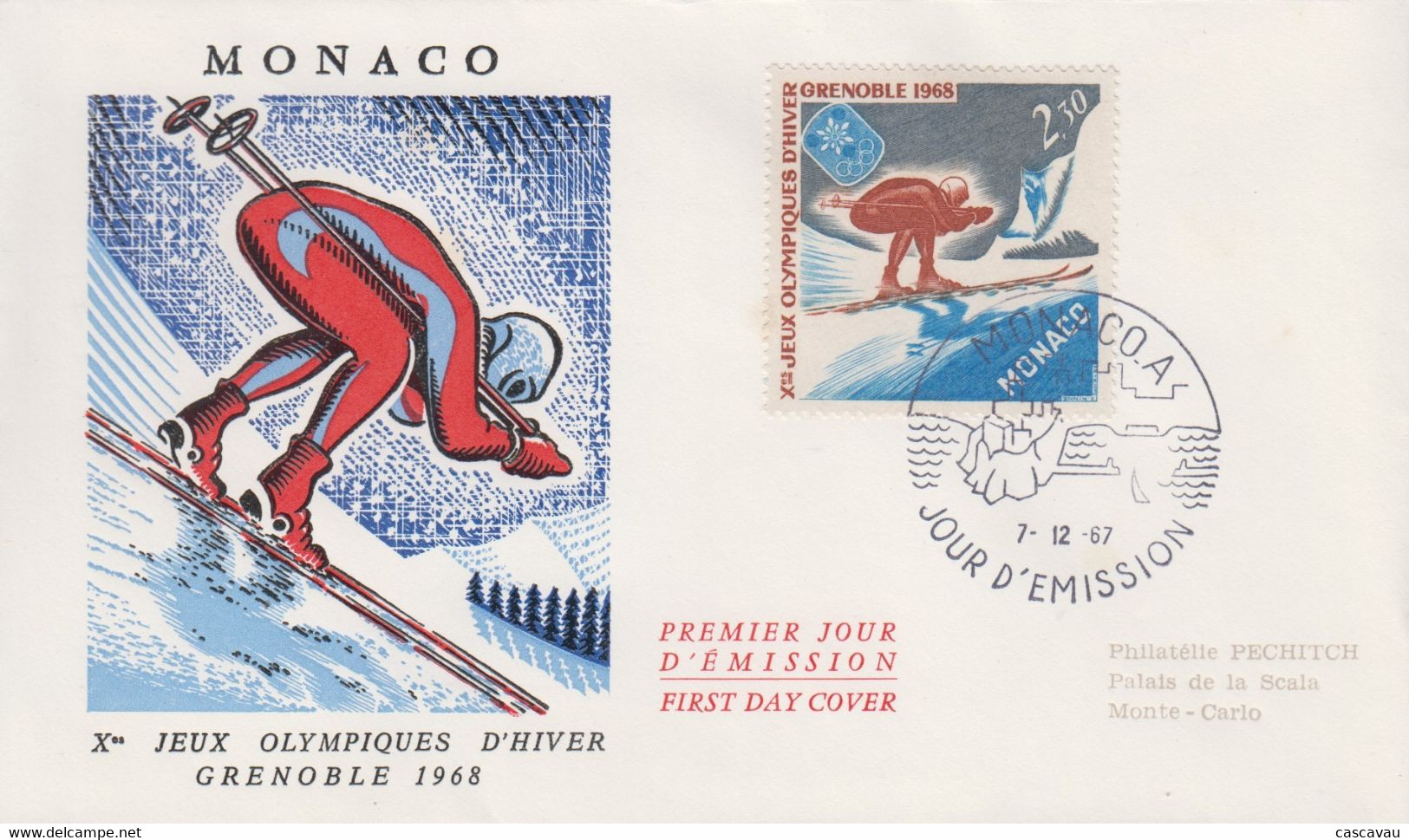 Enveloppe  FDC  1er  Jour   MONACO   Jeux  Olympiques    GRENOBLE   1968 - Winter 1968: Grenoble