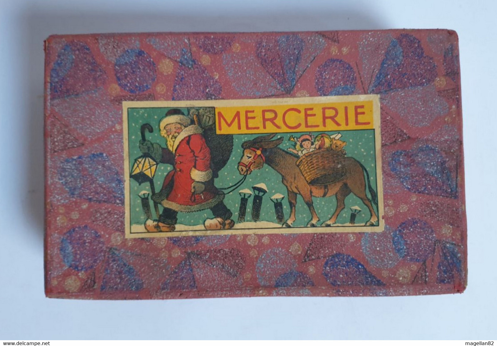 Ancienne Boite Mercerie. Couture Enfants Jouet Collection Noël Déco XIX ème. Point De Croix - Punto De Cruz