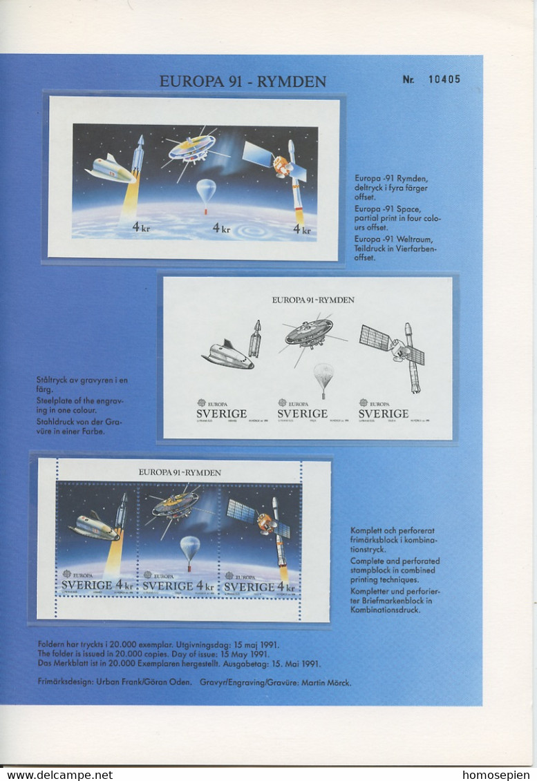 Suède  - Sweden - Schweden Document Philatélique 1991 Y&T N°DPBF19 - Michel N°PDHB186 *** - EUROPA - Storia Postale