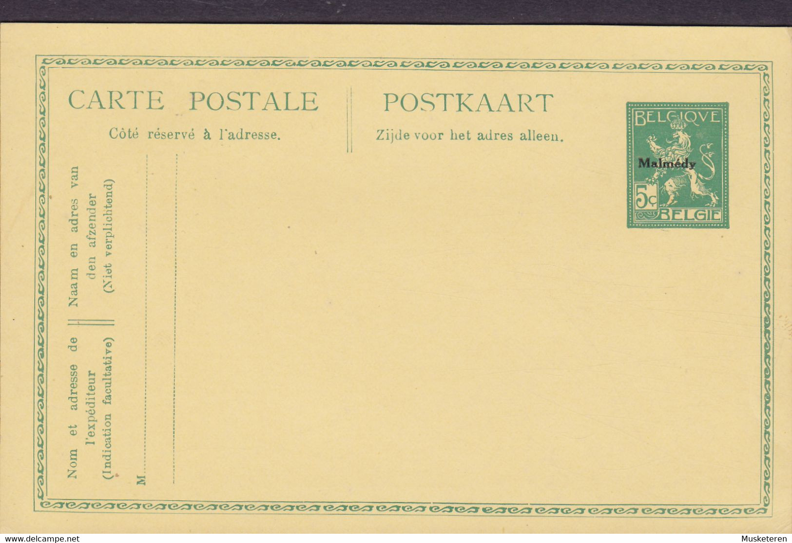 Malmédy Postal Stationery Ganzsache Entier 1920, P1, 5c., Wappenlöwe ERROR Variety In 'A' In Carte Unused (3 Scans) - Eupen U. Malmedy