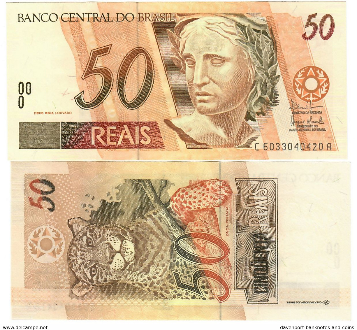 Brazil 50 Reais 1994 (2003) AUNC - Brunei