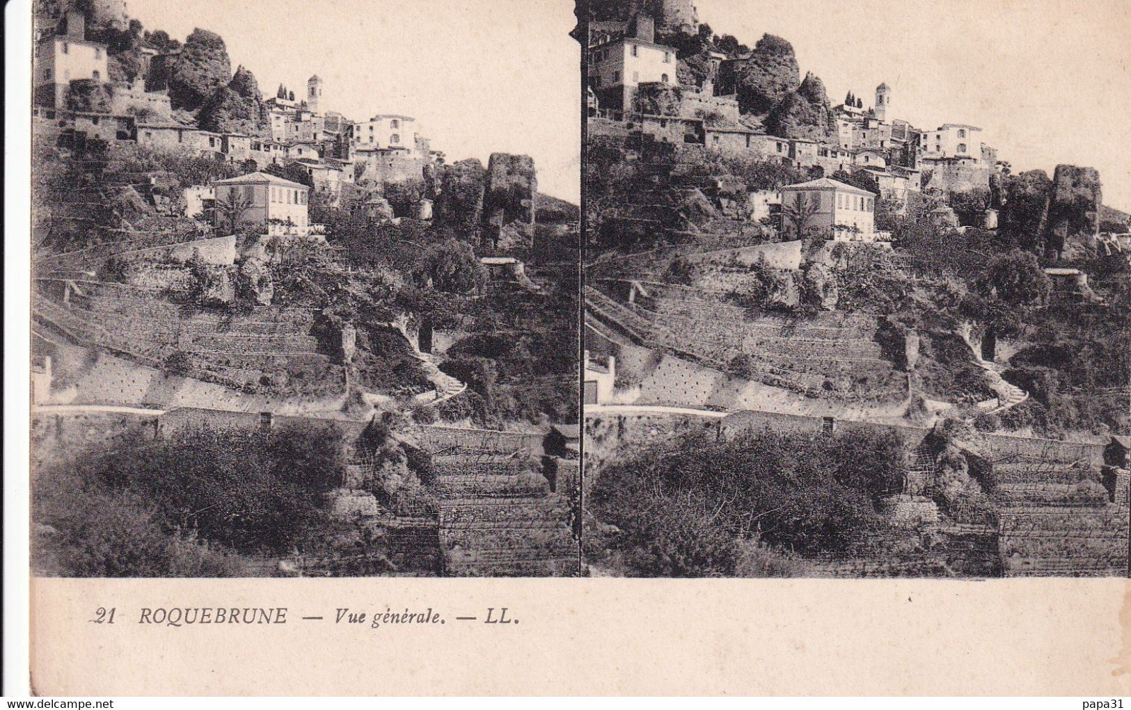 Vue Stéréoscopique  ROQUEBRUNE Vue Générale - Cartes Stéréoscopiques