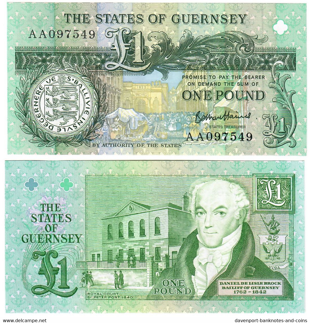 Guernsey 1 Pound 2016 (2021) UNC "AA" "Haines" - Guernesey