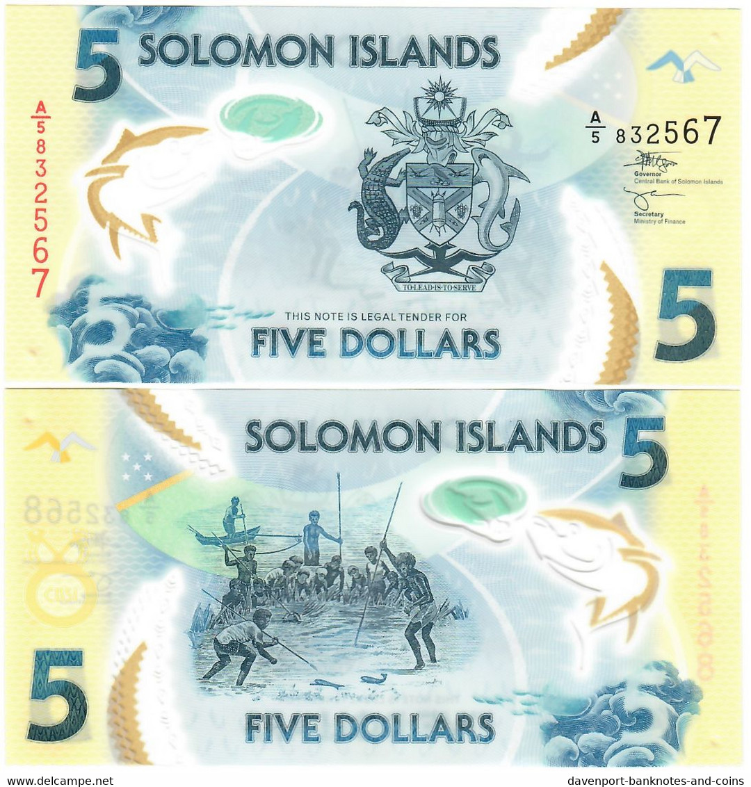 Solomon Islands 5 Dollars 2019 (2022) UNC A/5 - Isola Salomon