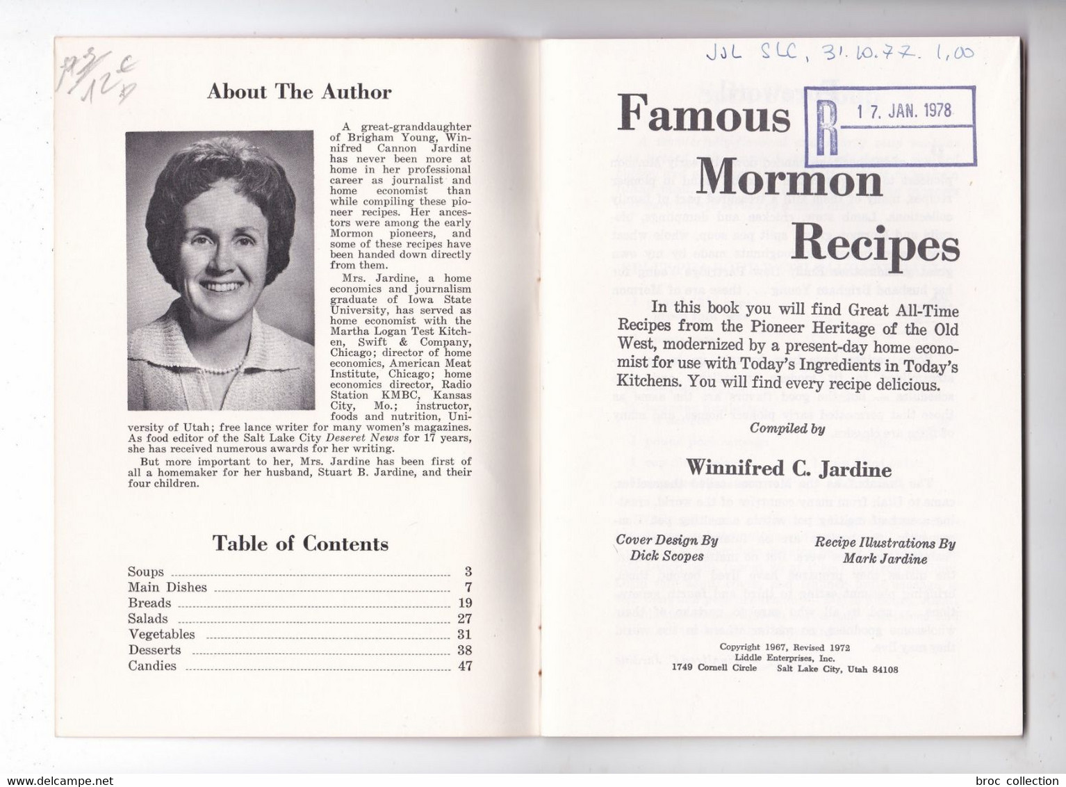Famous Mormon Recipes, Winnifred Jardine, 1972, Recettes Mormones - Americana