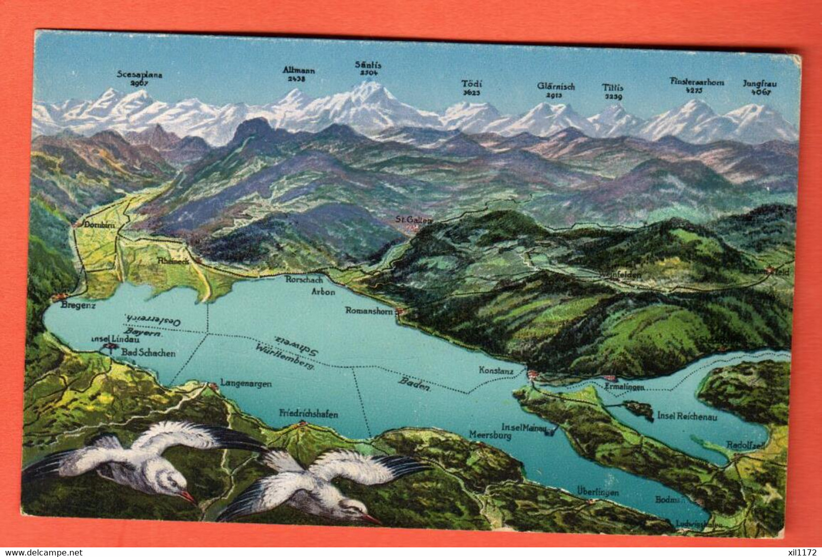 ZRS-22  Panorama Bodensee Arbon Romanshorn Und Die Alpen, Litho. Nicht Gelaufen - Arbon