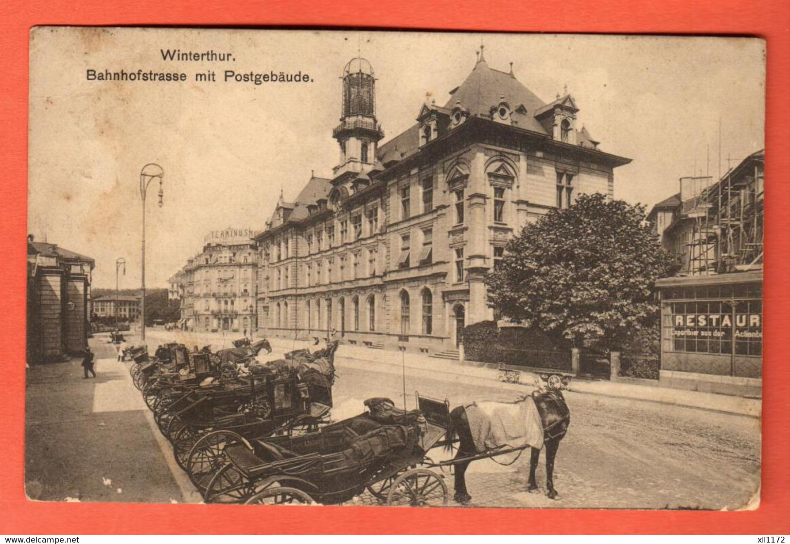 ZRS-25  Winterthur Bahnhofstrasse Mit Postgebäude  Kütsche Franco-Suisse 3890. Marke Fehlt - Winterthur