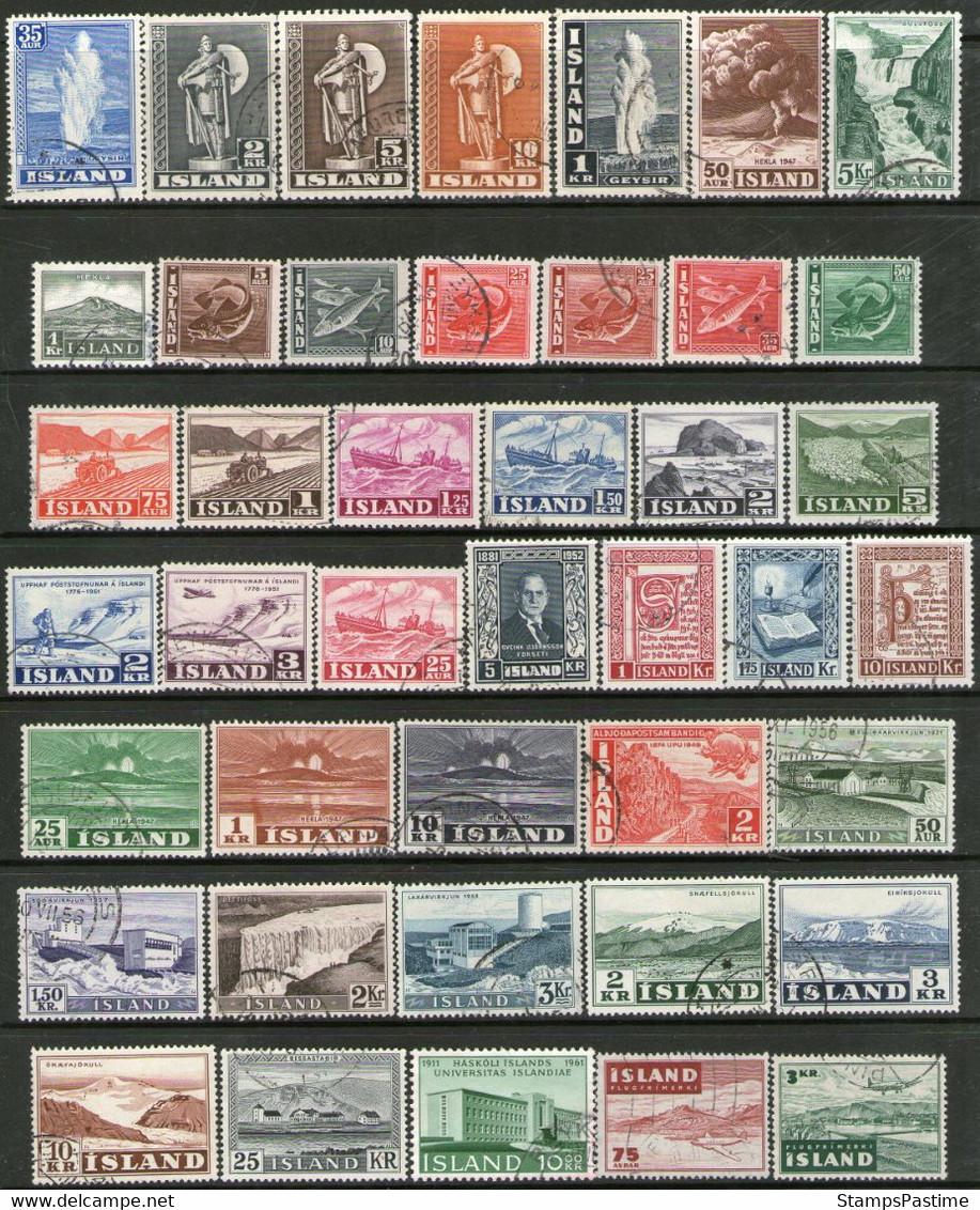 ISLANDIA – ICELAND Colección De 48 Sellos Diferentes Año 1935-61 = Iceberg = Volcán = Montaña – Valorizada U$S +50.00 - Collections, Lots & Séries