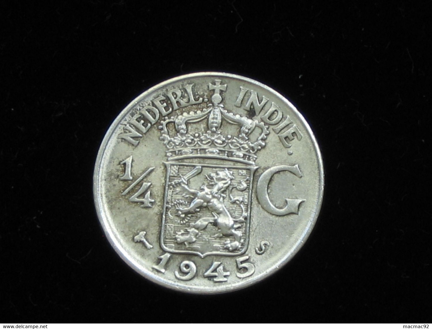 PAYS BAS Indes Orientales Néerlandaises  1/4 Gulden 1945 S -  Wilhelmina  ***** EN ACHAT IMMEDIAT ***** - Indes Neerlandesas