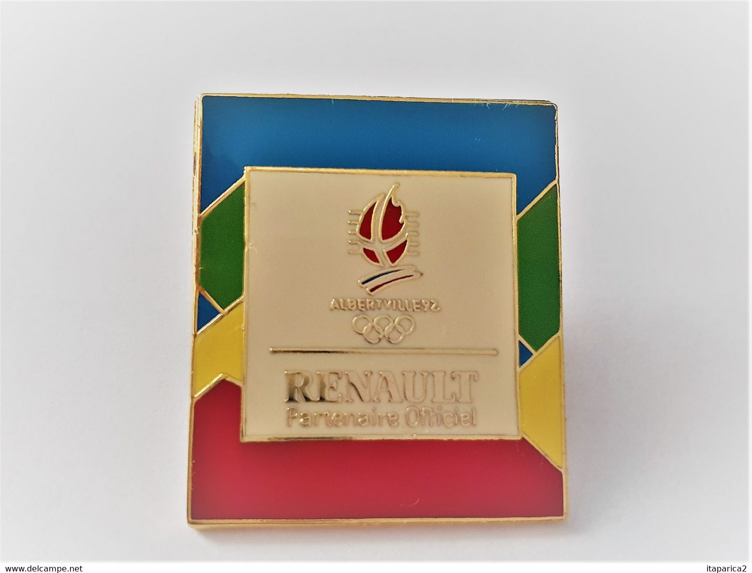 PINS JEUX OLYMPIQUES ALBERTVILLE 92 RENAULT PARTENAIRE OFFICIEL Fond Jaune Clair / 33NAT - Jeux Olympiques