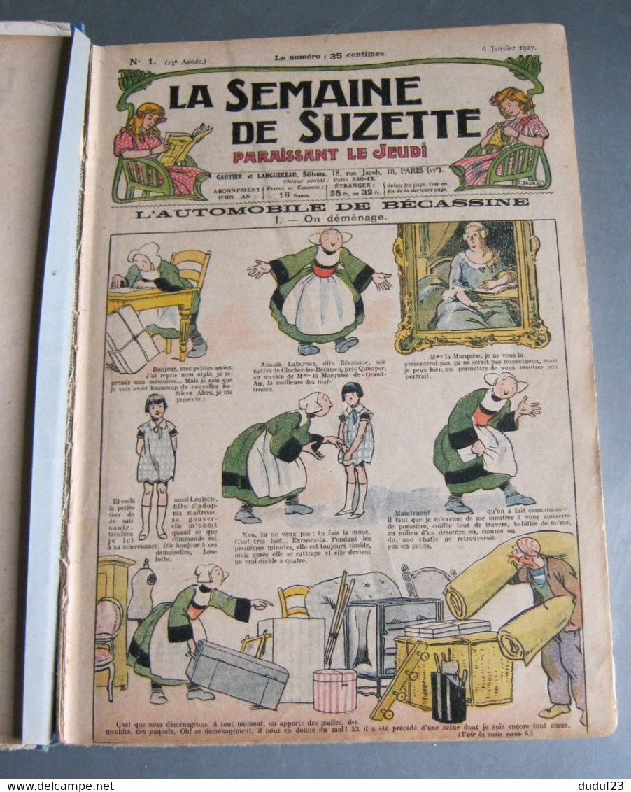 ALBUM LA SEMAINE DE SUZETTE 1927 DU N° 1 AU N° 26 - 23ème ANNEE  1er SEMESTRE - BECASSINE BLEUETTE BARBE BLEUE - La Semaine De Suzette