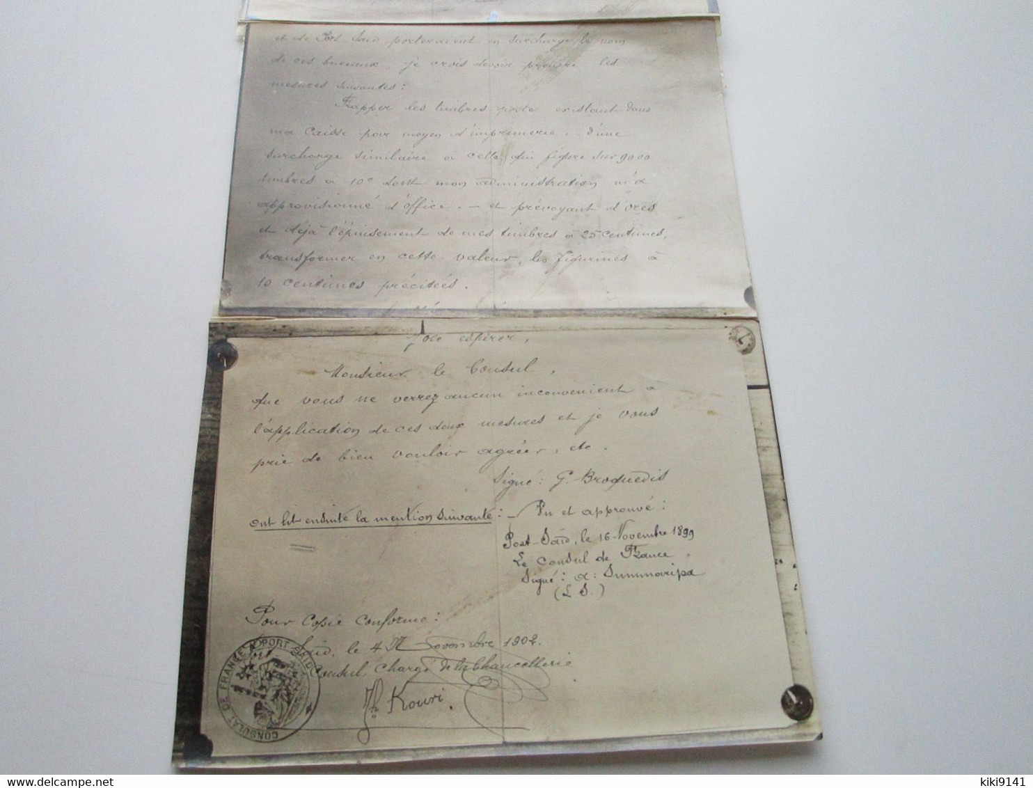 Photographie D'une Lettre Du Receveur Des Postes Au Consul De France à Port-Saïd Pour Surcharge Des Timbres - Briefe U. Dokumente