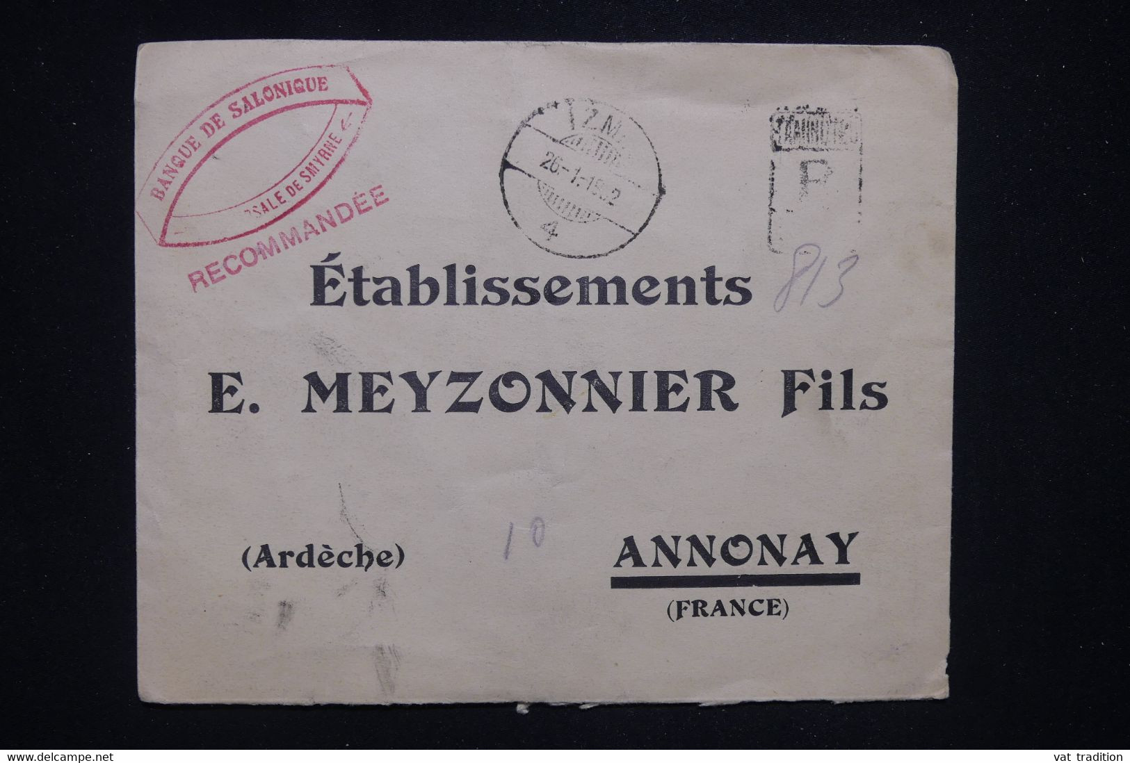 TURQUIE - Enveloppe Commerciale En Recommandé De Smyrne Pour La France En 1932, Affranchissement Au Verso - L 130030 - Brieven En Documenten