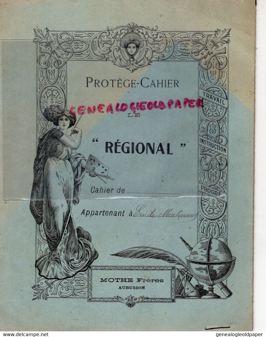 23- AUBUSSON- RARE PROTEGE CAHIER LE REGIONAL- MOTHE FRERES - EMILE MARTINAUD -TABLE MULTIPLICATION - Stationeries (flat Articles)