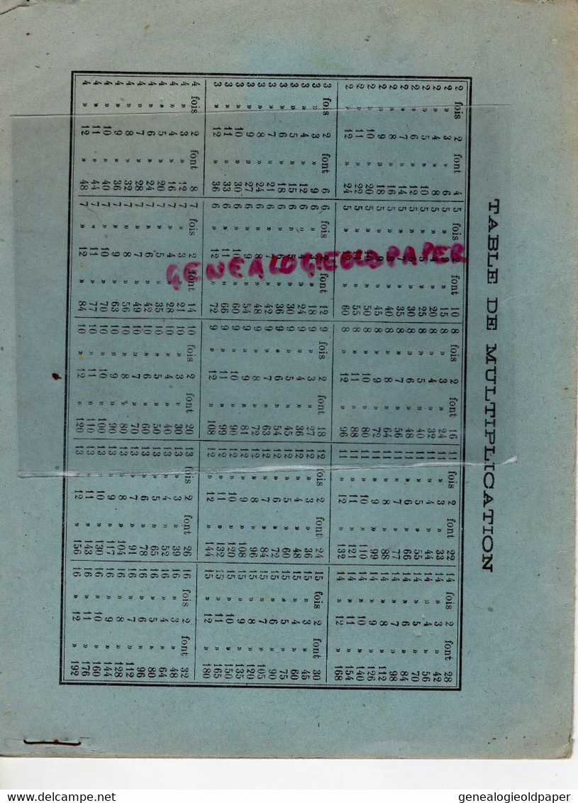 23- AUBUSSON- RARE PROTEGE CAHIER LE REGIONAL- MOTHE FRERES - EMILE MARTINAUD -TABLE MULTIPLICATION - Papeterie