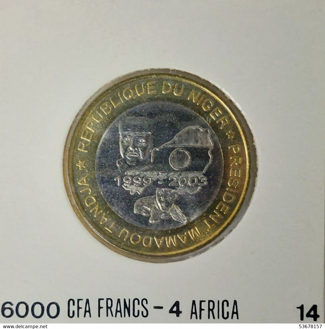 Niger - 6000 CFA Francs (2 Africa) 2005, President Mamadou Tandja, X# 14 (Fantasy Coin) (#1390) - Níger