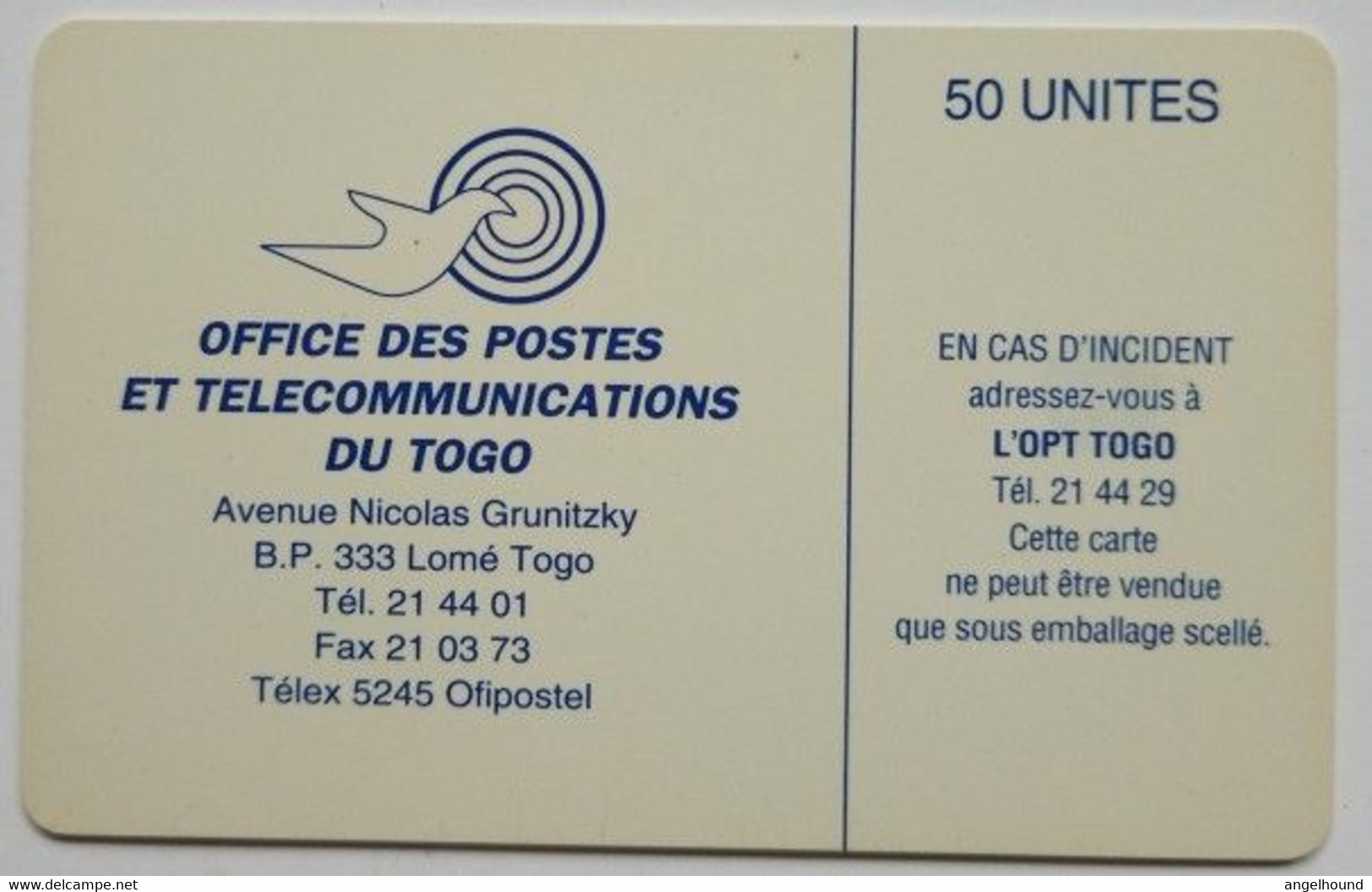 Togo 50 Units " Earth Station  ( No C/n ) " - Togo