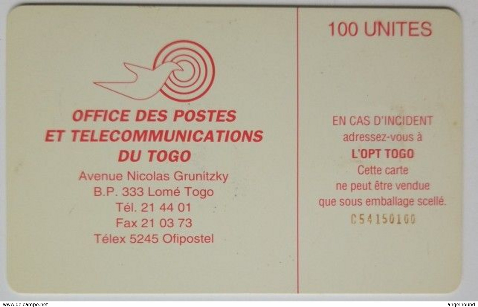 Togo 100 Units " Earth Station - Reverse 1 " - Togo