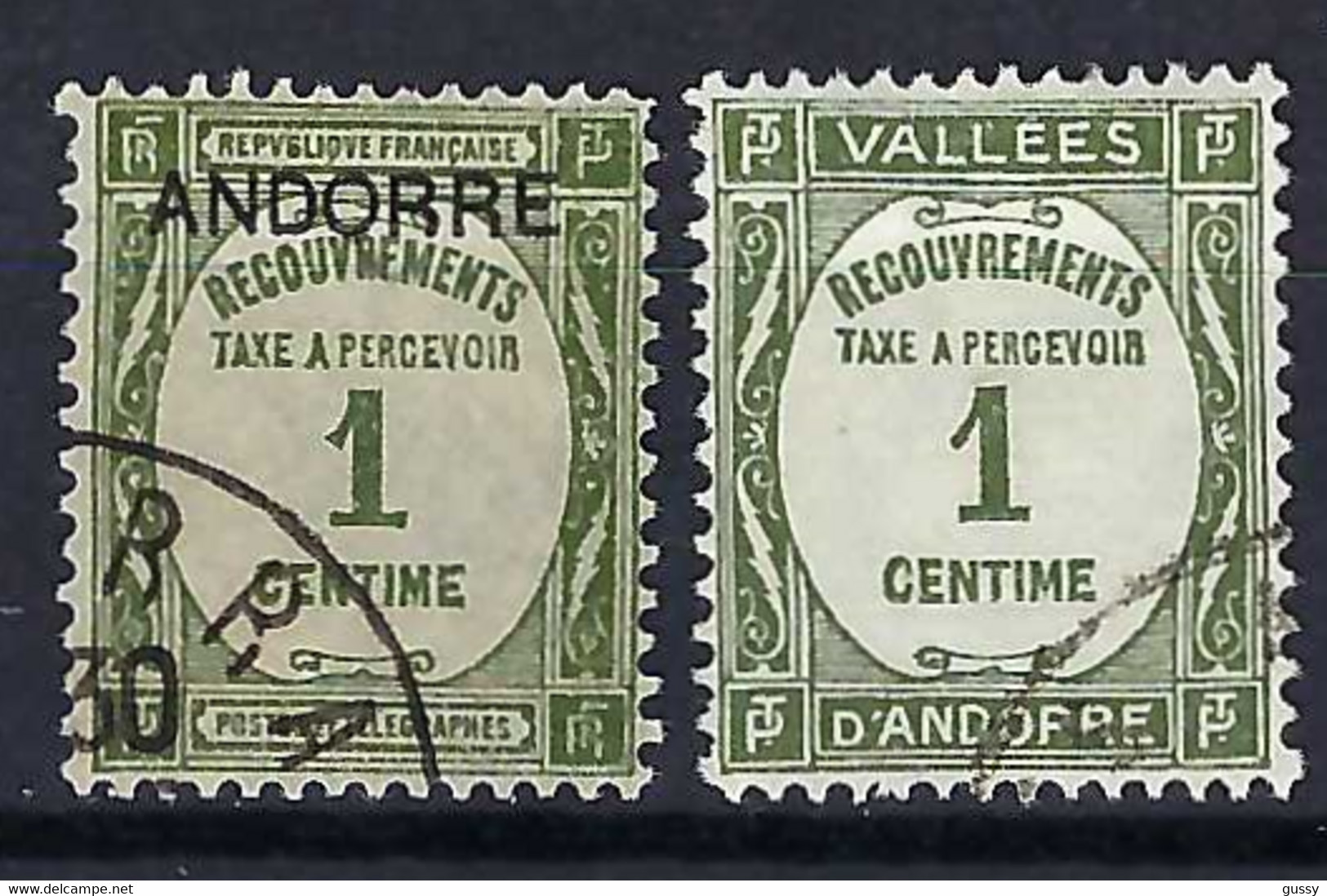 ANDORRE FRANCAIS Taxe 1931-35: Les Y&T 9,16 Obl. CAD - Usados