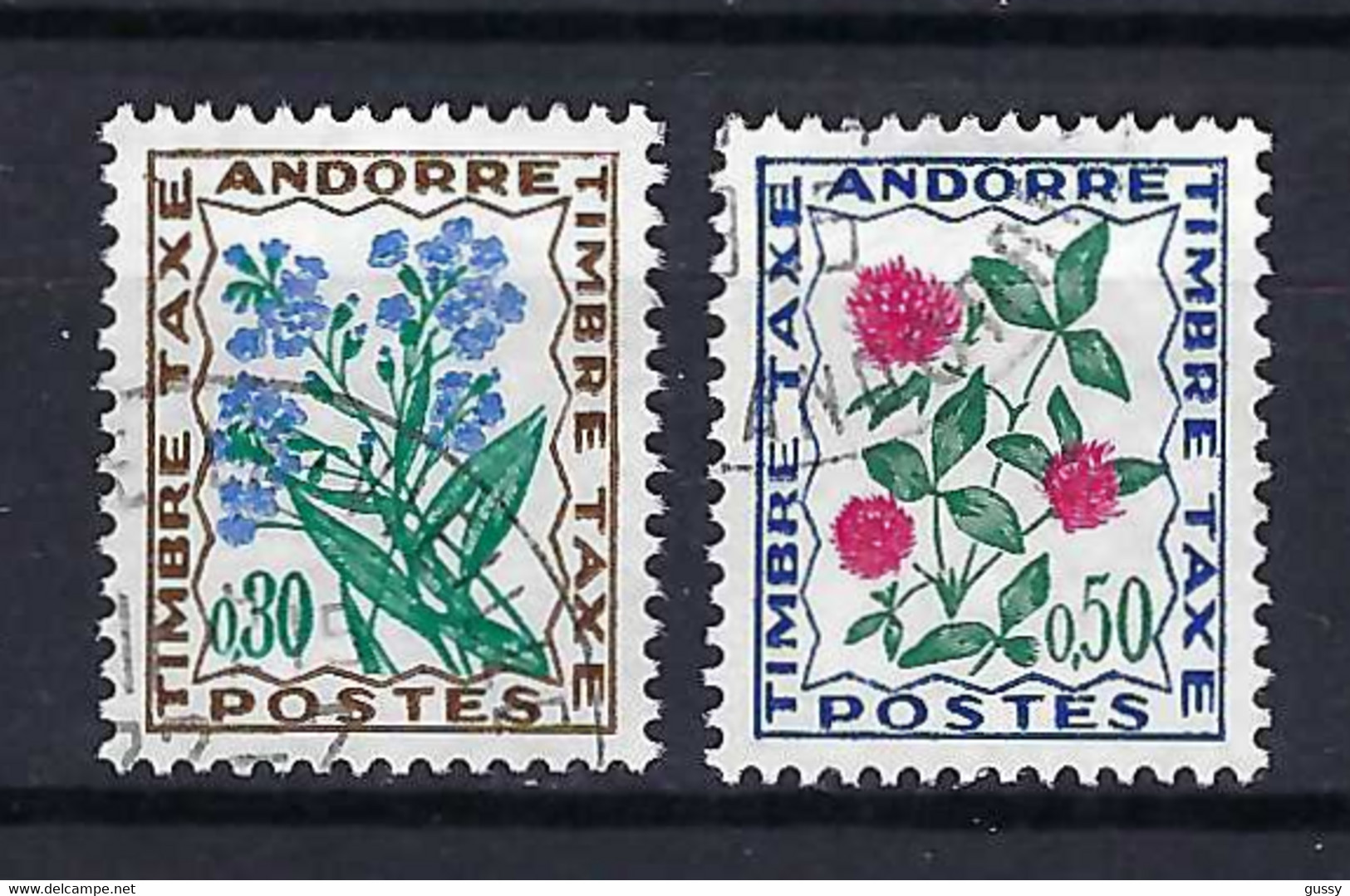 ANDORRE FRANCAIS Taxe 1964-71: Les Y&T 50,52 Obl. CAD - Used Stamps