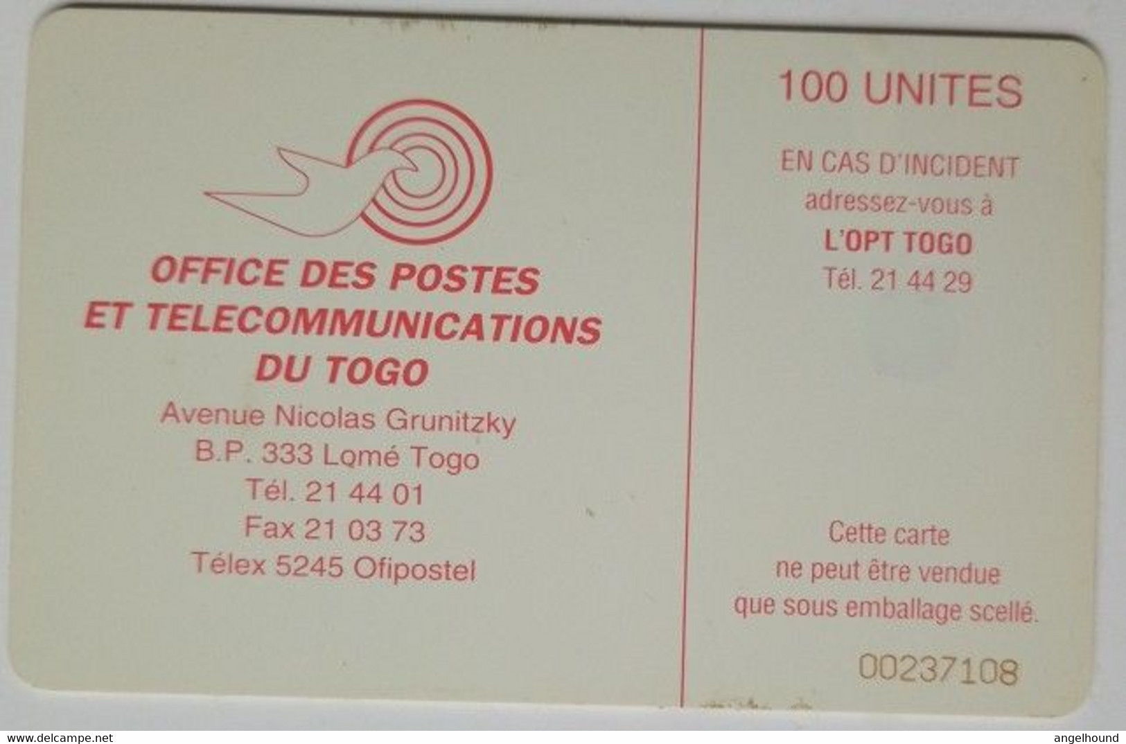 Togo 100 Units  " Togpac 1 " - Togo
