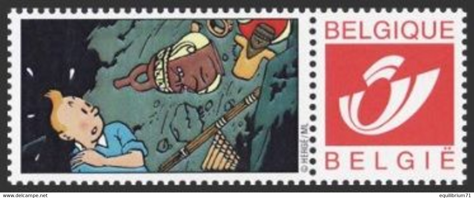 DUOSTAMP/MYSTAMP** Le Temple Du Soleil/De Zonnetempel/Der Sonnentempel - Tintin/Kuifje (Du Set écriture/Van Schrijfset) - Philabédés (comics)