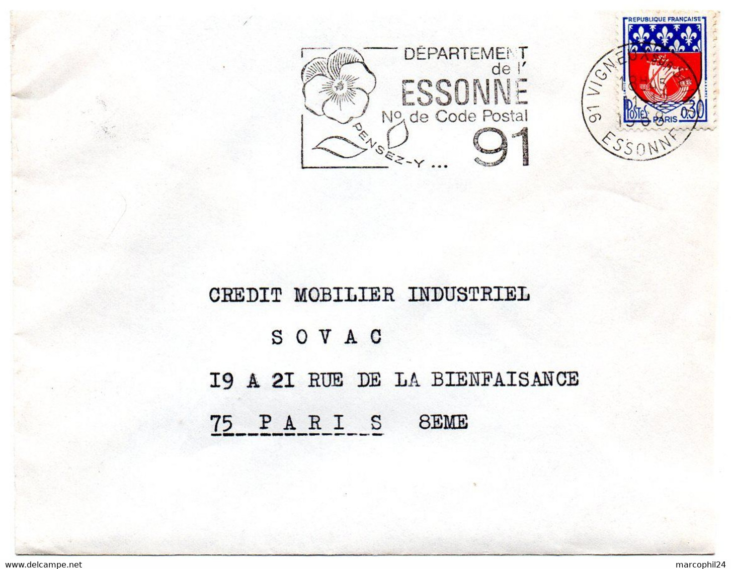 ESSONNE - Dépt N° 91 = VIGNEUX Sur SEINE 1968 = FLAMME Codée = SECAP  ' N° De CODE POSTAL / PENSEZ-Y ' - Codice Postale