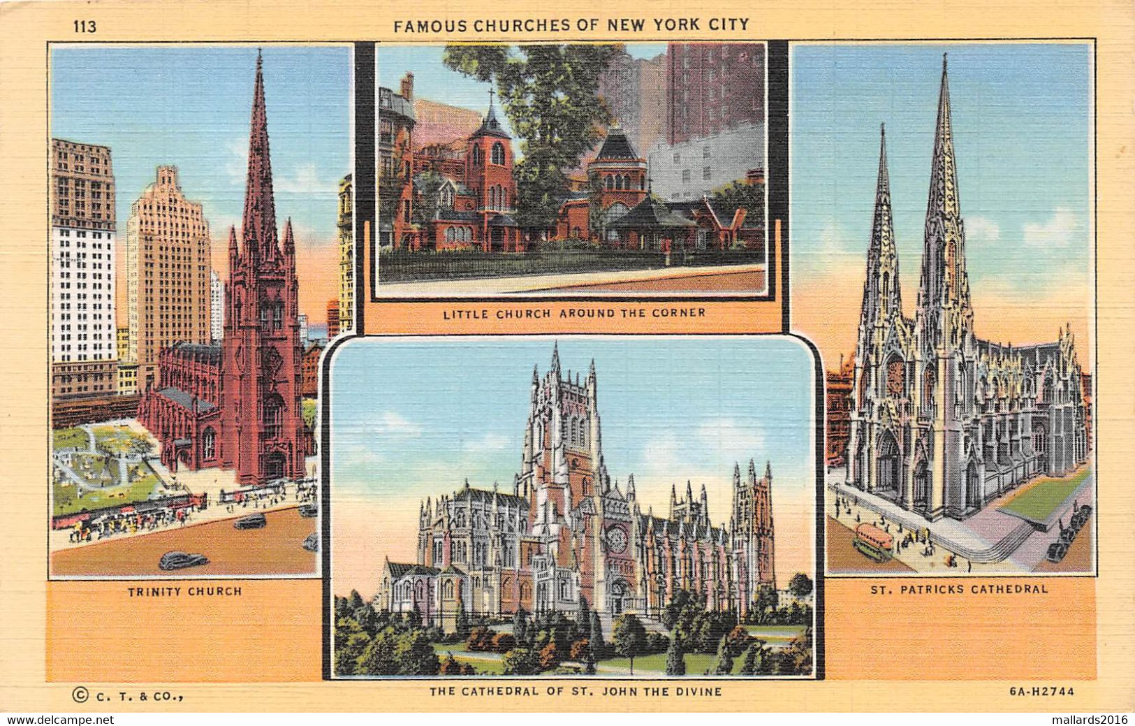 NEW YORK - FAMOUS CHURCHES OF NEW YORK CITY ~ AN OLD MULIVIEW POSTCARD #223197 - Churches