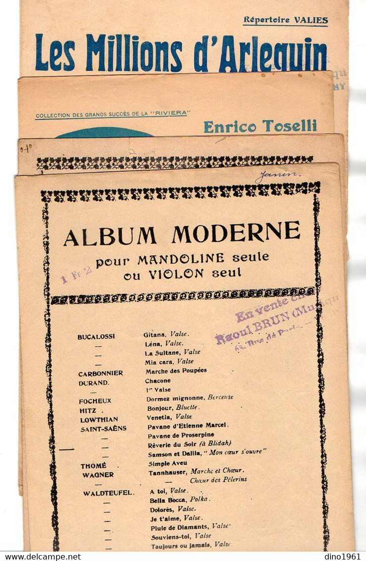 VP20.362 - PARIS - Ancienne Partition Musicale X 6 Pour Violon Ou Mandoline / Librairie R. BRUN à VICHY - Noten & Partituren