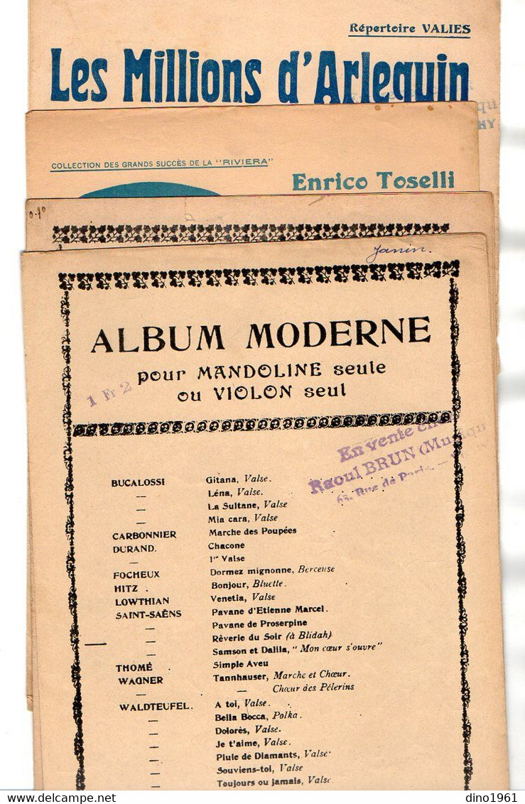 VP20.362 - PARIS - Ancienne Partition Musicale X 6 Pour Violon Ou Mandoline / Librairie R. BRUN à VICHY - Partituren