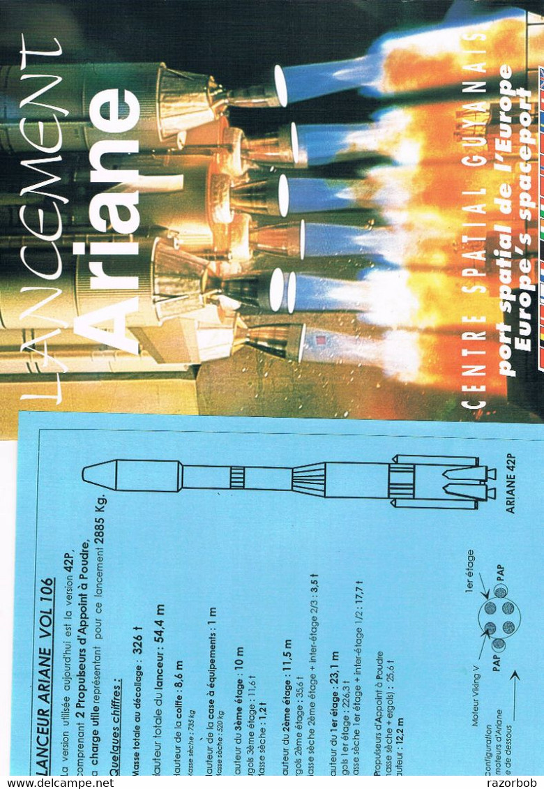 J3  Ensemble De Documents 'spectateur' Du Vol 106 Ariane 1997 à Kourou Guyane - Autres & Non Classés