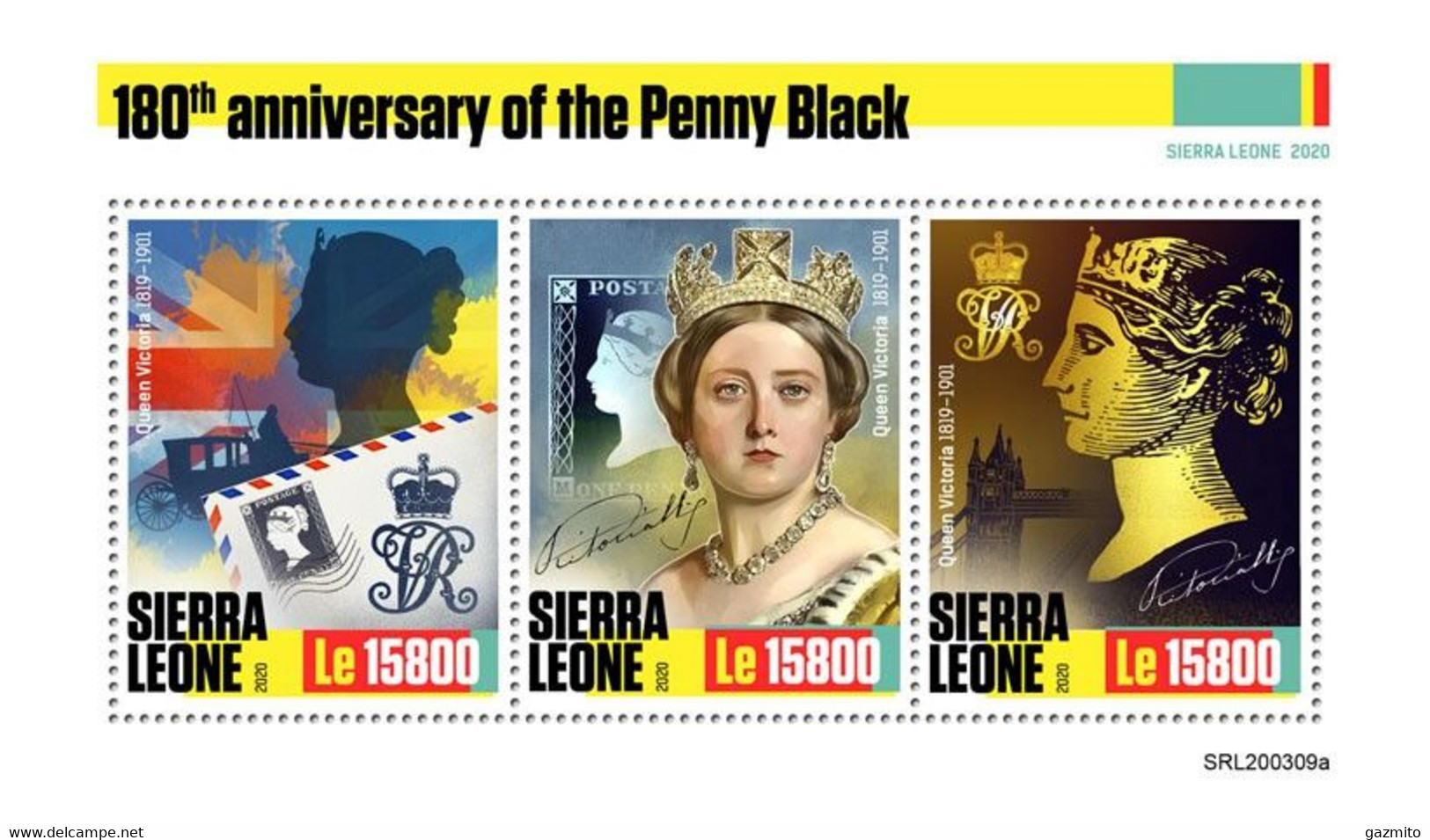 Sierra Leone 2020, 180th Penny Black, Queen Victoria, Carriage, Bridge, BF - Diligences