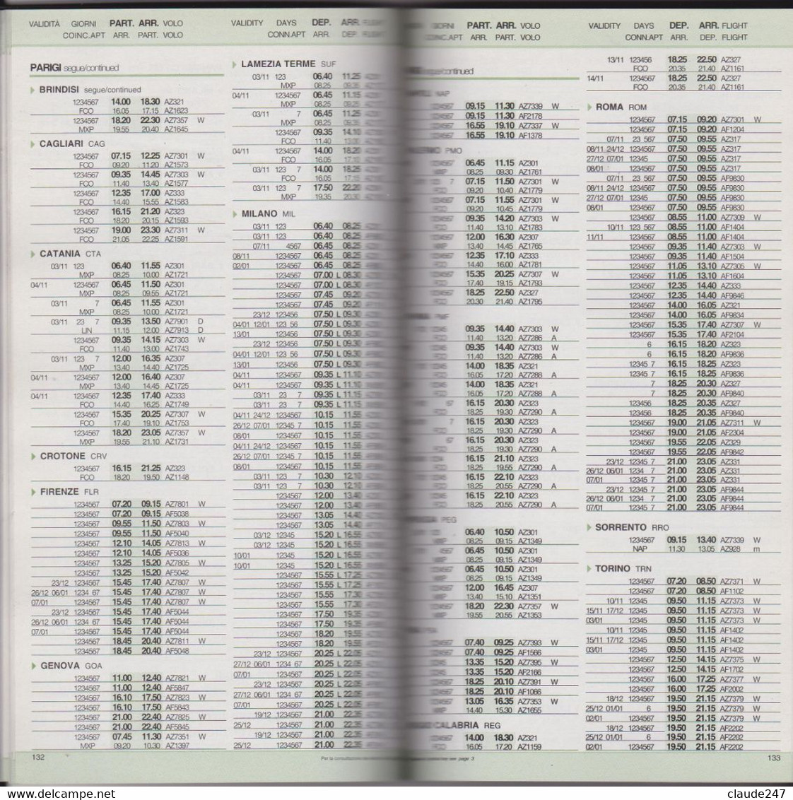 Alitalia Easy Timetable - Orario Generale Periodo Oct 31 2004 26 Mar 2005 - Timetables