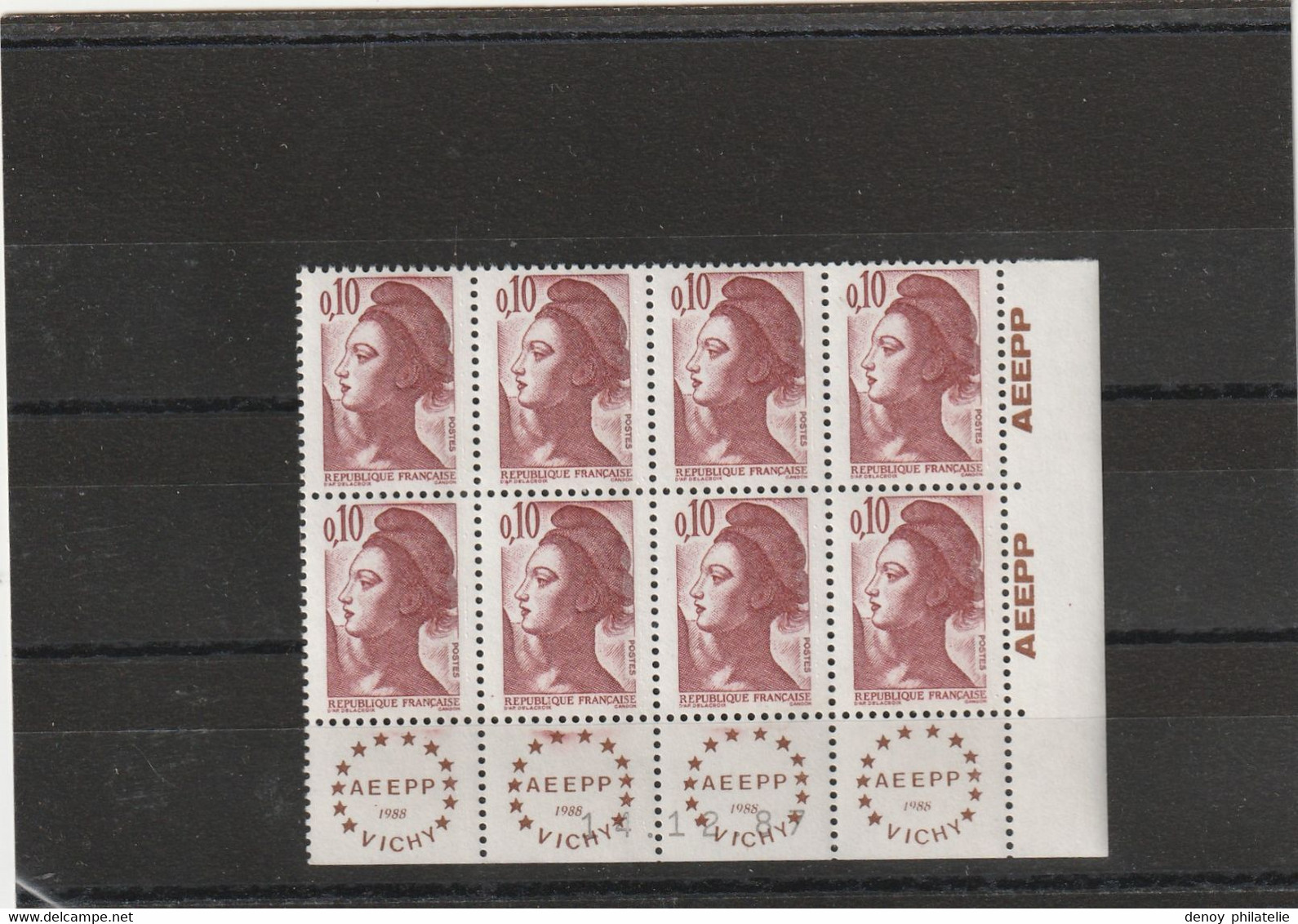 Bloc De 8 Coin Datée Du 10 Centimes Marianne Avec Publicité AEEPP Vichy - Unused Stamps