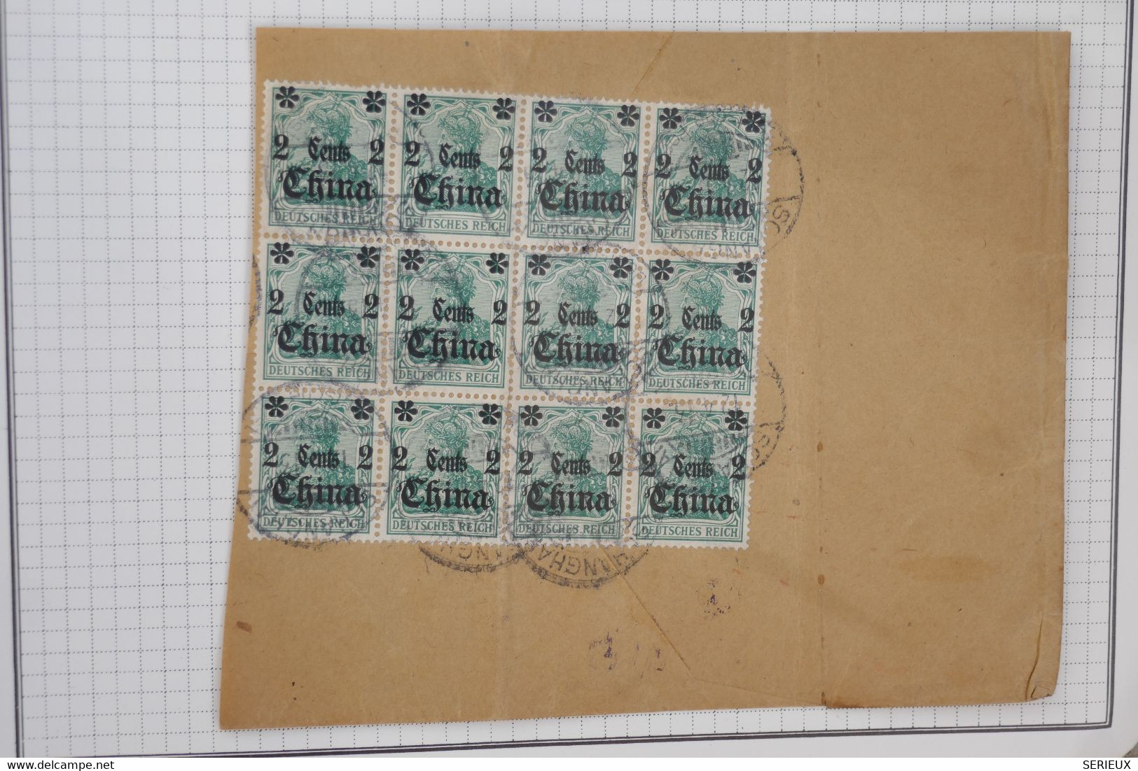 C   CHINA  BLOC DE 12 TP SUR LETTRE RARE RECOM.  1913 SHANGHAI  A  WIEN AUSTRIA  +AFFR.  PLAISANT - Altri & Non Classificati