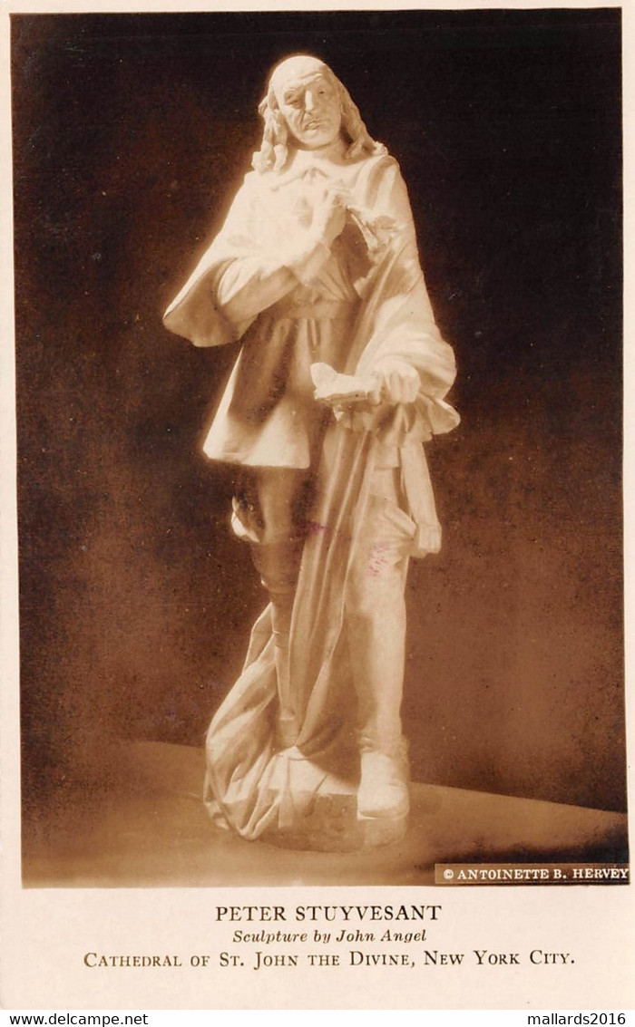 PETER STUYVESANT SCULPTURE - CATHEDRAL OF ST. JOHN THE DIVINE ~ AN OLD POSTCARD #2231107 - Churches