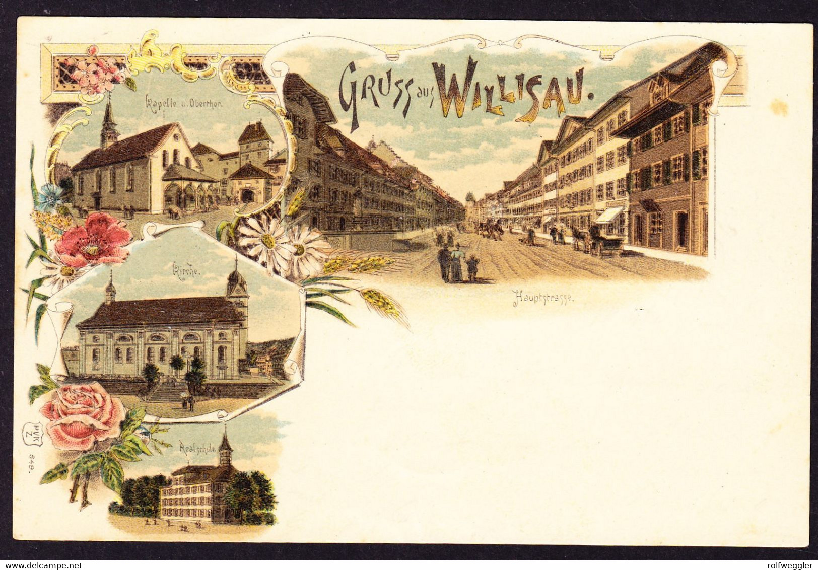 1904 Gelaufene Litho AK, 4 Bildrig, Gruss Aus Willisau. Text Und Adresse Ausradiert - Willisau