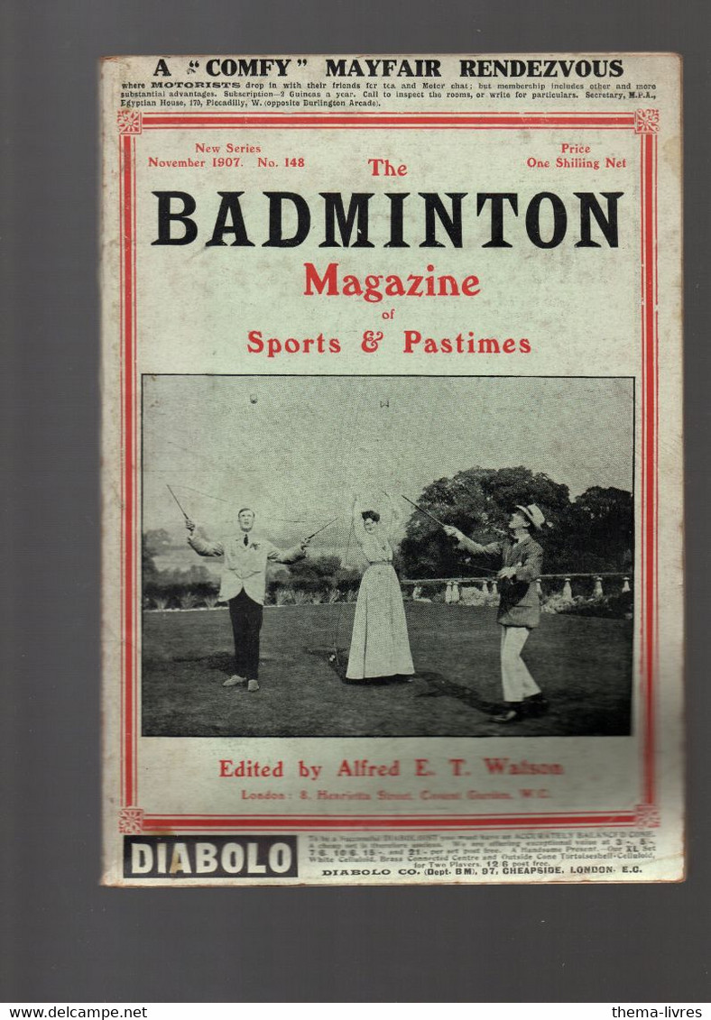 (sports) ( An Anglais)  THE BADMINGTON MAGAZINE Of Sports And Pastimes  N°148 Nov 1907  (M4367) - 1900-1949