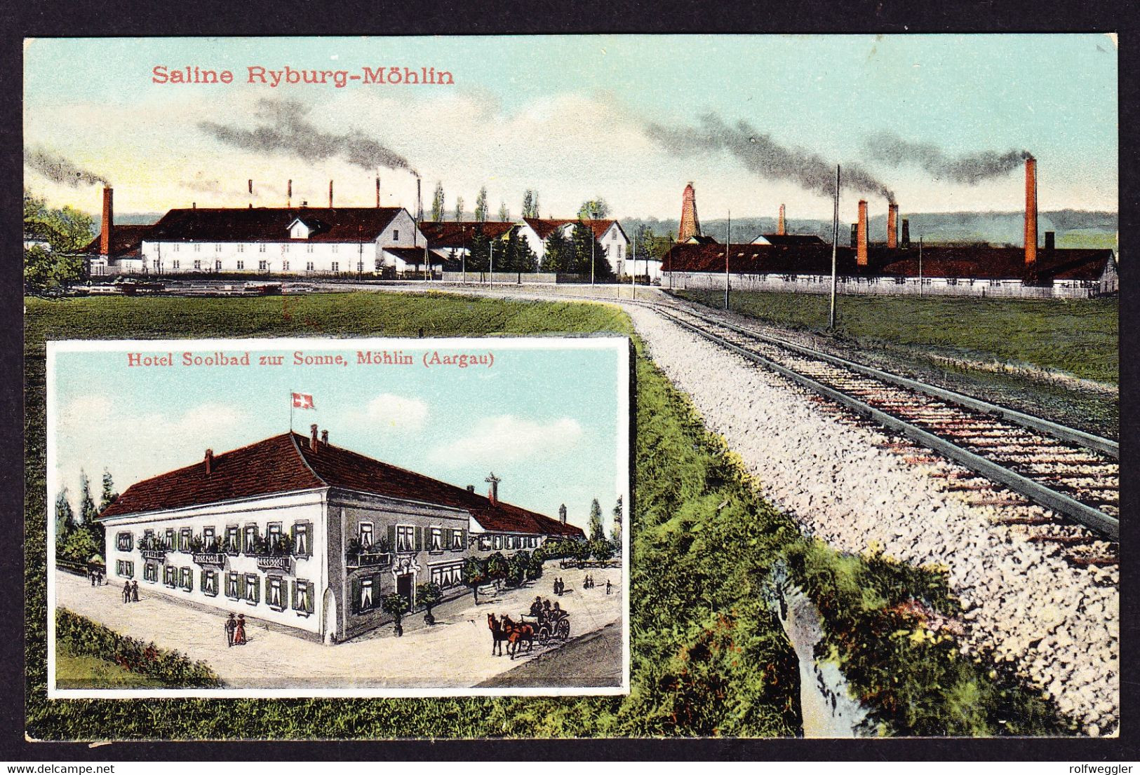 1906 Gelaufene AK: Saline Ryburg-Möhlin Und Hotel Soolbad Zur Sonne Nach Heiden. - Möhlin