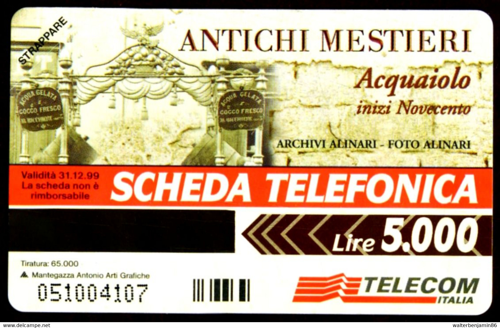 G 672 C&C 2736 SCHEDA TELEFONICA NUOVA MAGNETIZZATA ANTICHI MESTIERI ACQUAIOLO - Errori & Varietà