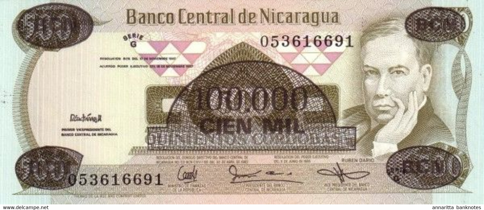 Nicaragua 100000 Córdobas 1987, UNC, P-149a, NI443a - Nicaragua