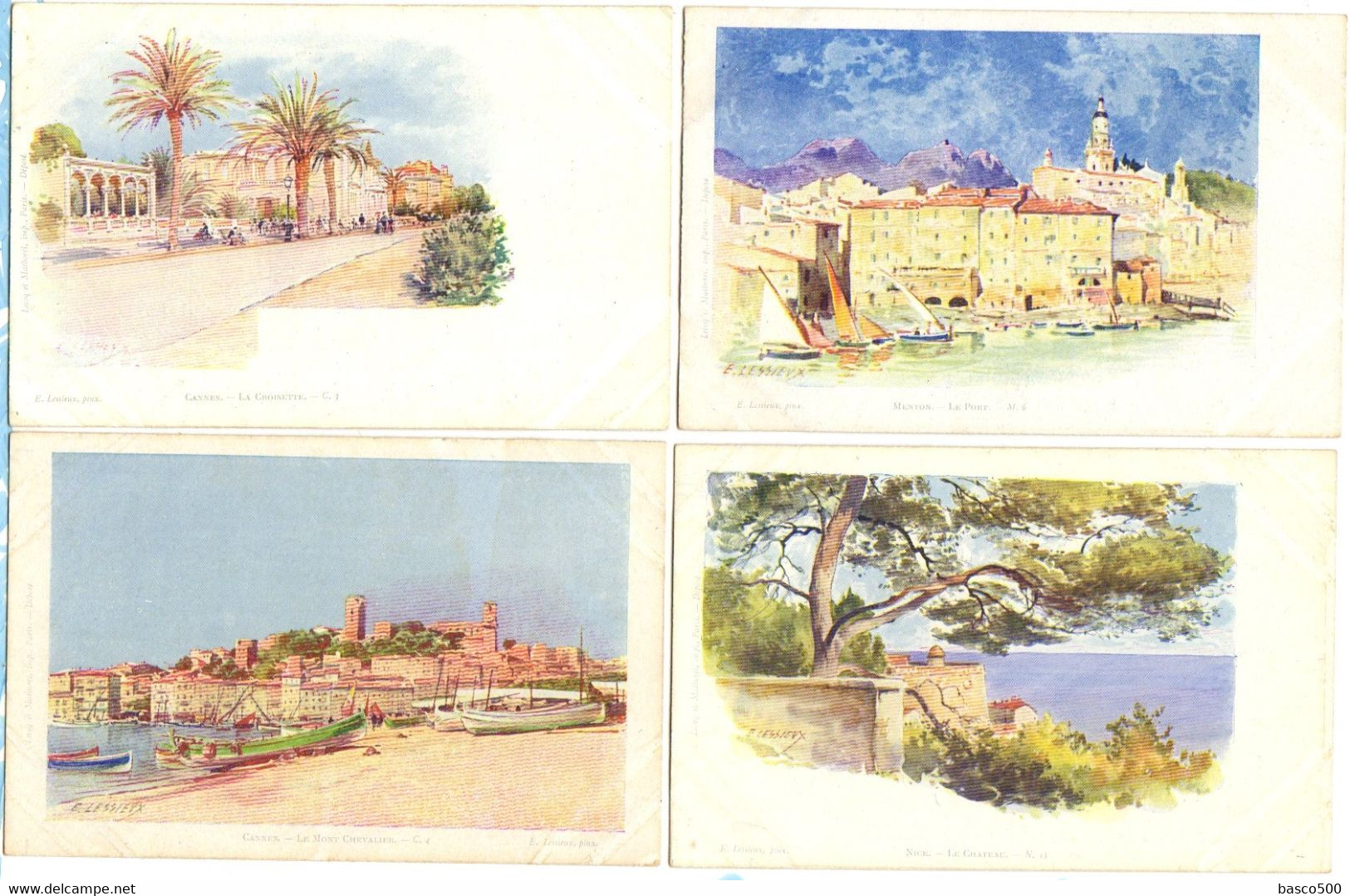 Illustrateur LESSIEUX : 14 Cartes Anciennes Thème "COTE D'AZUR" - Lessieux