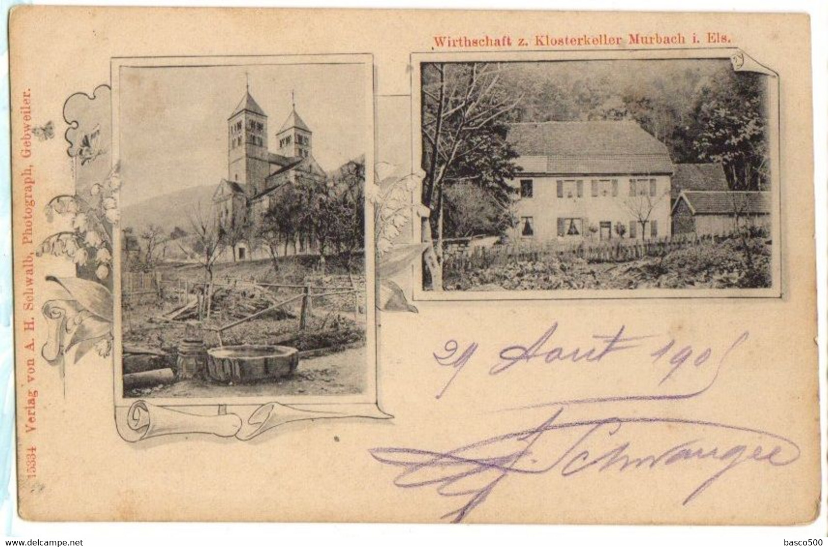 1905 MURBACH - Carte 2 Vues Wirthschaft Z. Klosterkeler - Murbach