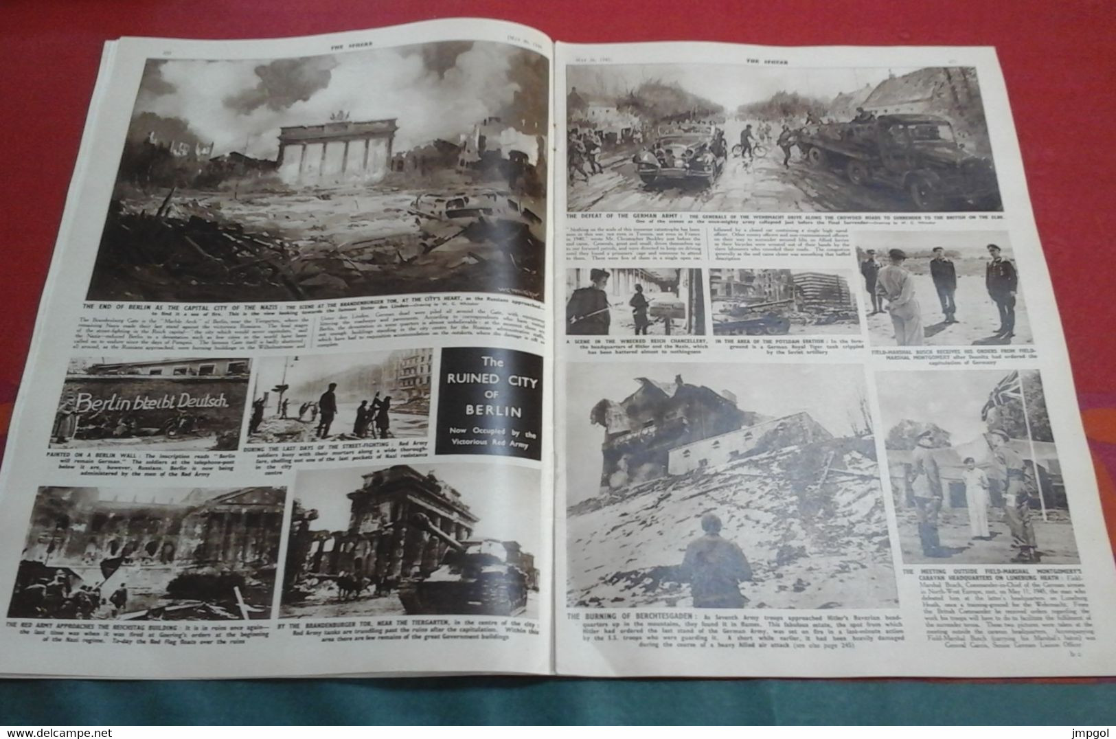 WW2 The Sphere 26 Mai 1945 Heligoland Bataille De Berlin Berchtesgaden Incendié Reddition Nazis Trieste Prague  Dunkirk - Krieg/Militär