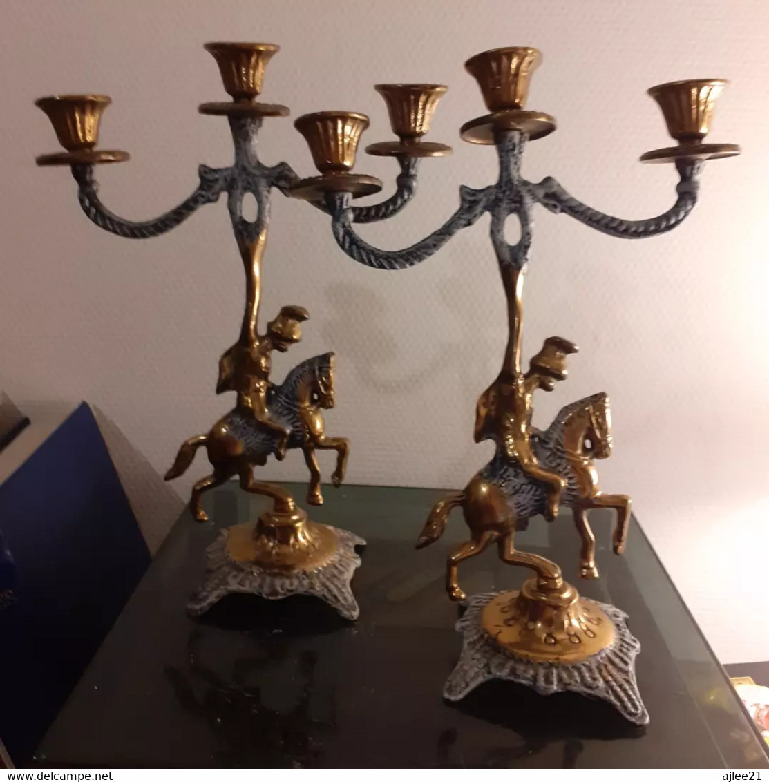 Bougeoir Cavalier En Laiton - Candelabri E Candelieri