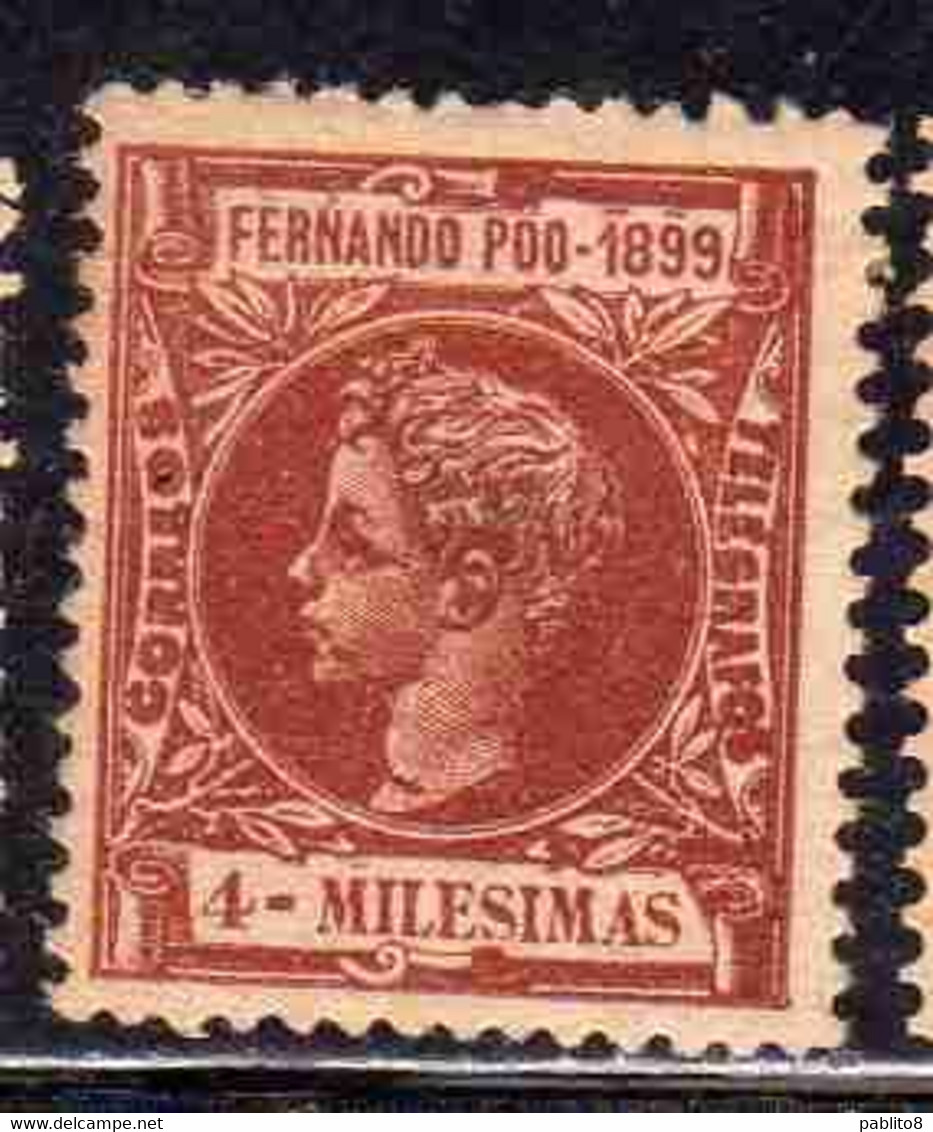 FERNANDO PO POO 1899 RE ALFONSO XIII KING ROI 4m MH - Fernando Po